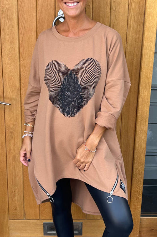 Casual Leona Heart Sweatshirt med lynlås