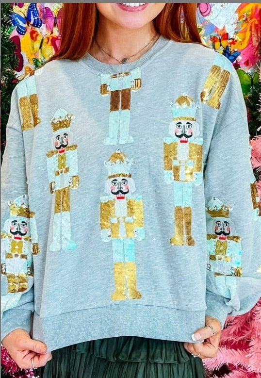 Christmas Nutcracker Gold Print Sweatshirt